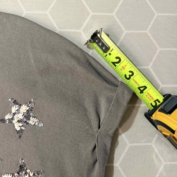 NEXT Brand Khaki Green Sparkle Sequin Stars 100% Cotton T-Shirt SIZE US 6 - Picture 10 of 10